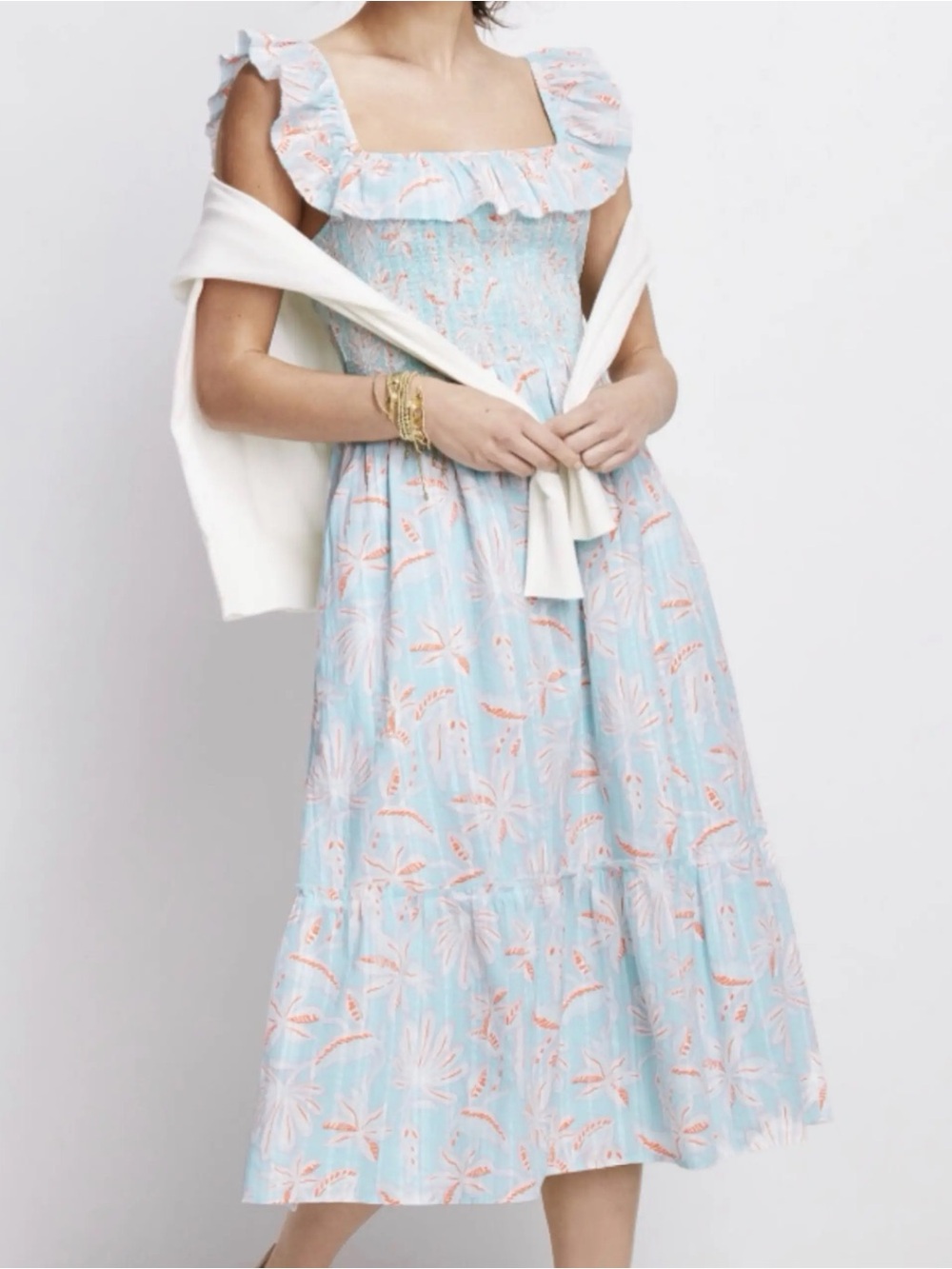 Vineyard Vines Cay Floral Smocked Midi Dress XXL – $248 Retail